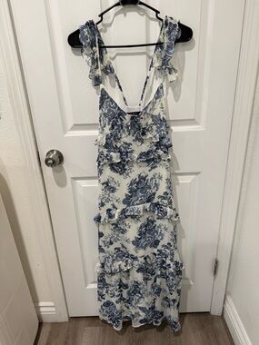 O.P.T.  Floral Ruffle Maxi Dress